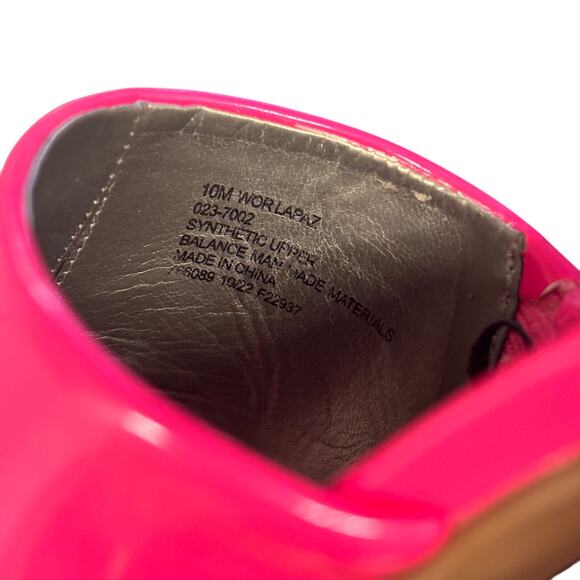 Barbiecore Hot Pink Block Heel Slides Sandals Sz 10 Open Toe Worthington Lapaz - Picture 9 of 10